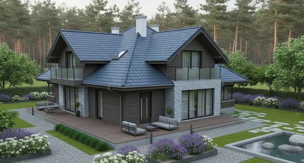 Проект Двухэтажный дом 17 на 17, 214 м2