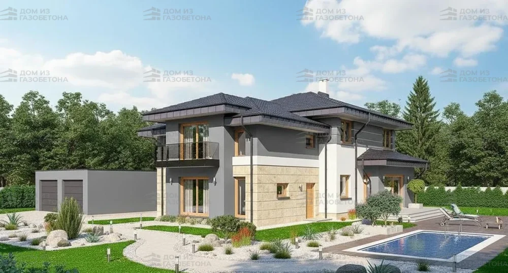 Проект Двухэтажный дом 15 на 13, 218 м2