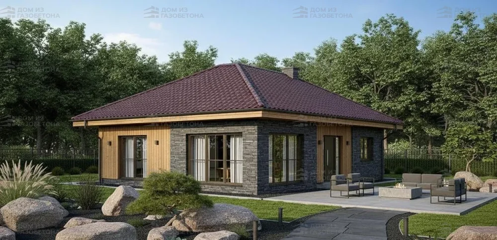 Проект Одноэтажный дом 14 на 14, 104 м2